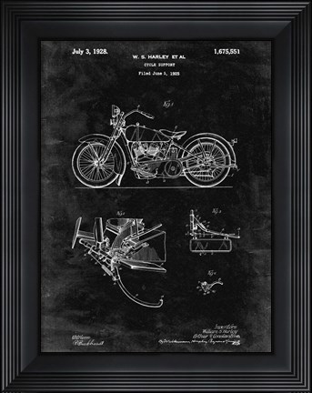 Framed Cycle Support Patent - Black Grunge Print