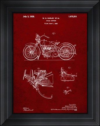 Framed Cycle Support Patent - Burgundy Print