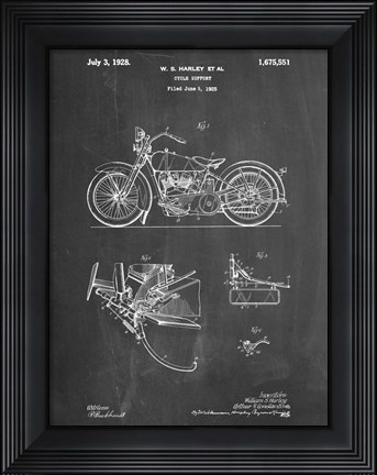 Framed Cycle Support Patent - Chalkboard Print