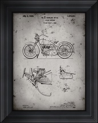 Framed Cycle Support Patent - Faded Grey Print