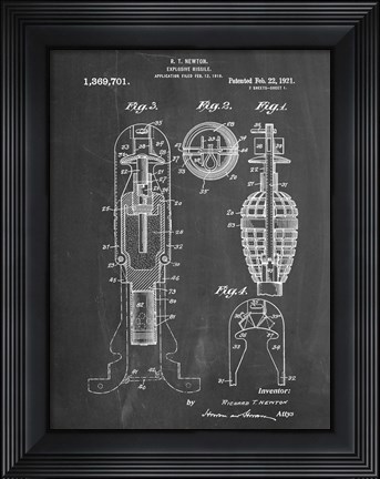 Framed Explosive Missile Patent - Chalkboard Print