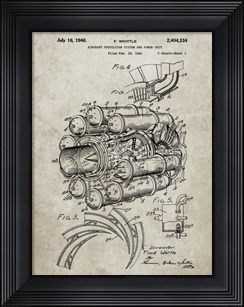 Framed Aircraft Propulsion &amp; Power Unit Patent - Sandstone Print