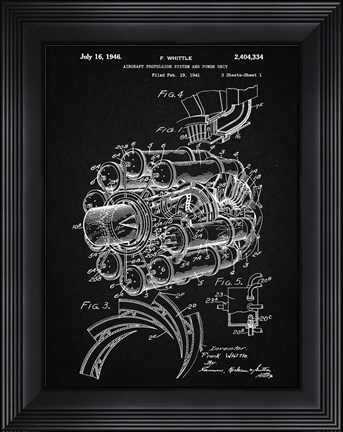 Framed Aircraft Propulsion &amp; Power Unit Patent - Vintage Black Print