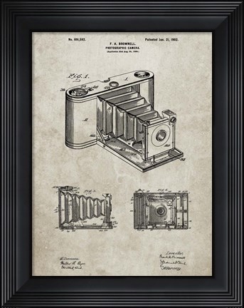 Framed Photographic Camera Patent - Sandstone Print