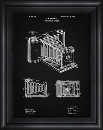 Framed Photographic Camera Patent - Vintage Black Print