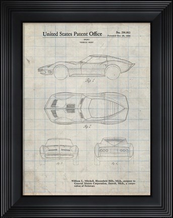 Framed Vehicle Body Patent - Antique Grid Parchment Print