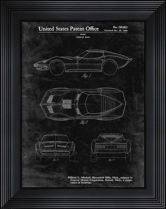 Framed Vehicle Body Patent - Black Grunge Print