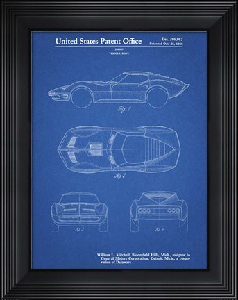 Framed Vehicle Body Patent - Blueprint Print