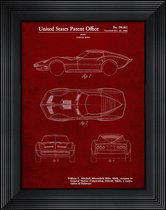 Framed Vehicle Body Patent - Burgundy Print