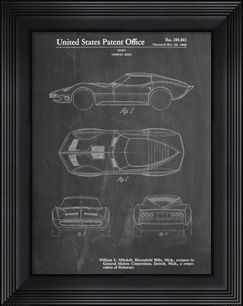Framed Vehicle Body Patent - Chalkboard Print