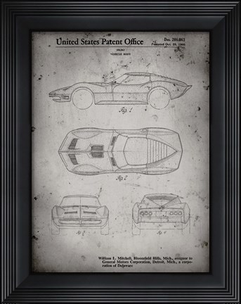 Framed Vehicle Body Patent - Faded Grey Print