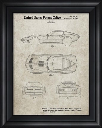 Framed Vehicle Body Patent - Sandstone Print