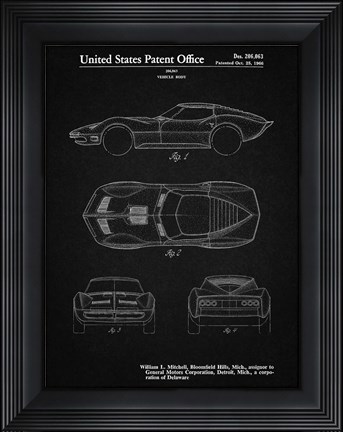 Framed Vehicle Body Patent - Vintage Black Print