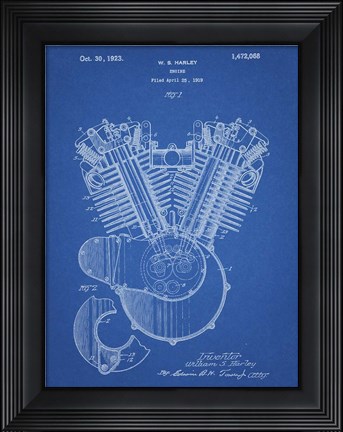 Framed Engine Patent - Blueprint Print