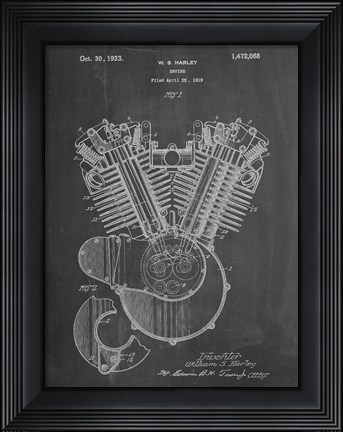 Framed Engine Patent - Chalkboard Print