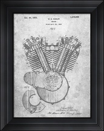 Framed Engine Patent - Slate Print