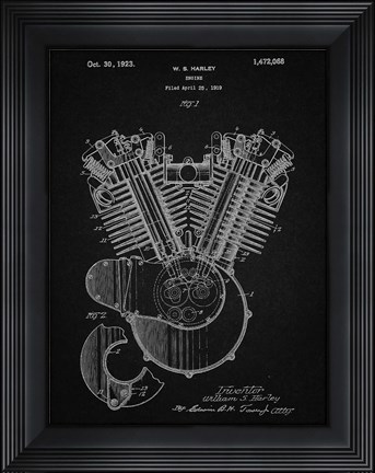 Framed Engine Patent - Vintage Black Print