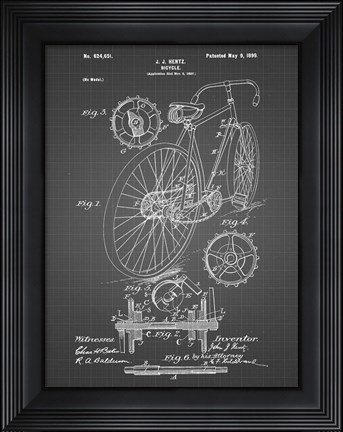 Framed Bicycle Patent - Black Grid Print