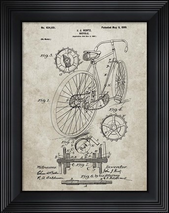 Framed Bicycle Patent - Sandstone Print