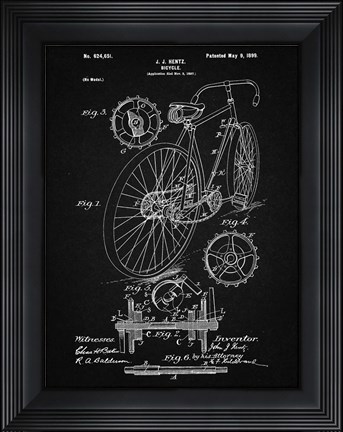 Framed Bicycle Patent - Vintage Black Print