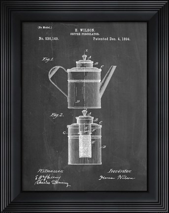 Framed Coffee Percolator Patent - Chalkboard Print