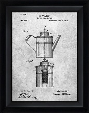 Framed Coffee Percolator Patent - Slate Print