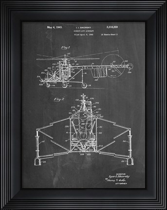 Framed Direct-Lift Aircraft Patent - Chalkboard Print
