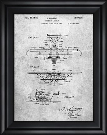Framed Amphibian Aircraft Patent - Slate Print