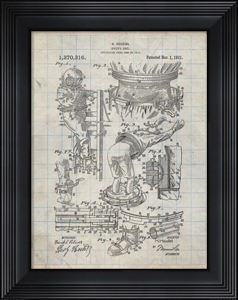 Framed Diver's Suit Patent - Antique Grid Parchment Print