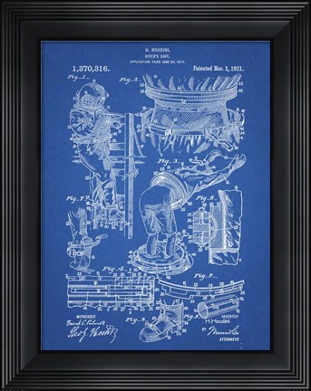 Framed Diver&#39;s Suit Patent - Blueprint Print