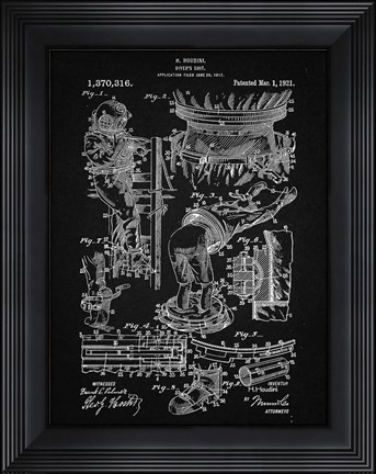 Framed Diver's Suit Patent - Vintage Black Print