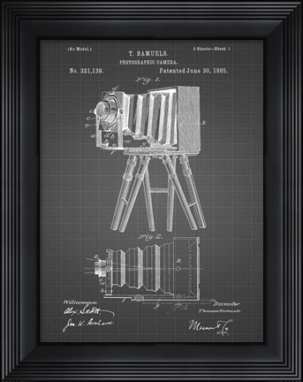 Framed Photographic Camera Patent - Black Grid Print