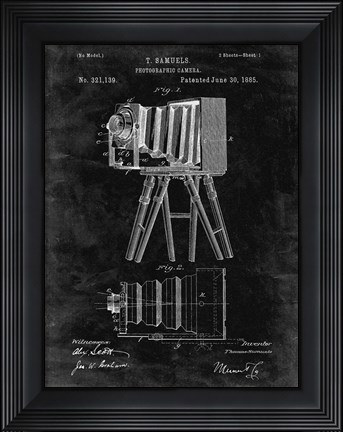 Framed Photographic Camera Patent - Black Grunge Print