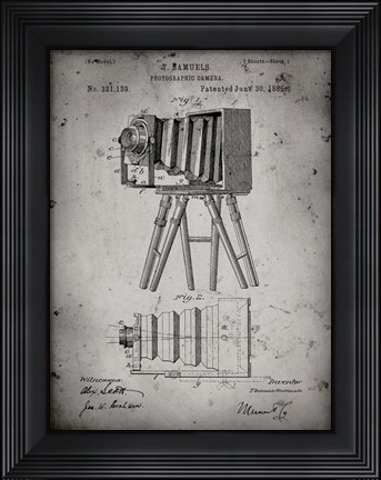 Framed Photographic Camera Patent - Faded Grey Print