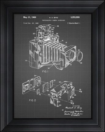 Framed Photographic Camera Accessory Patent - Black Grid Print