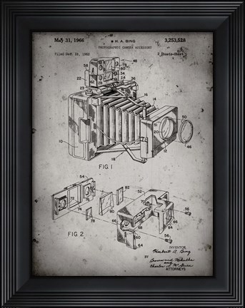 Framed Photographic Camera Accessory Patent - Faded Grey Print
