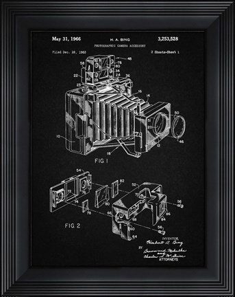 Framed Photographic Camera Accessory Patent - Vintage Black Print