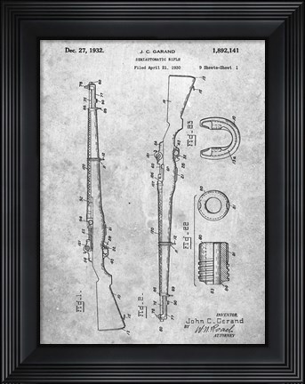 Framed Semi-Automatic Rifle Patent - Slate Print