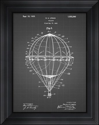 Framed Balloon Patent - Black Grid Print