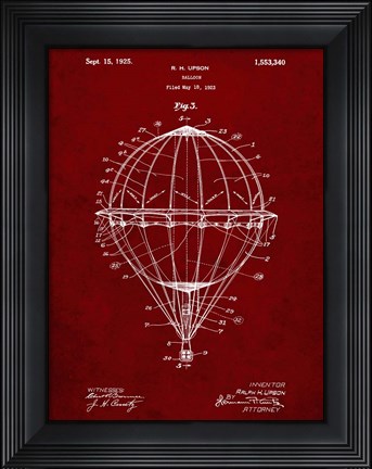 Framed Balloon Patent - Burgundy Print