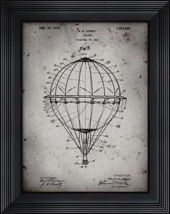 Framed Balloon Patent - Faded Grey Print