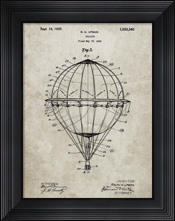 Framed Balloon Patent - Sandstone Print