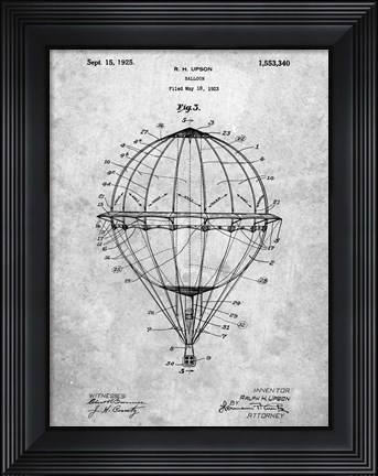 Framed Balloon Patent - Slate Print