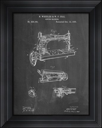 Framed Sewing Machine Patent - Chalkboard Print