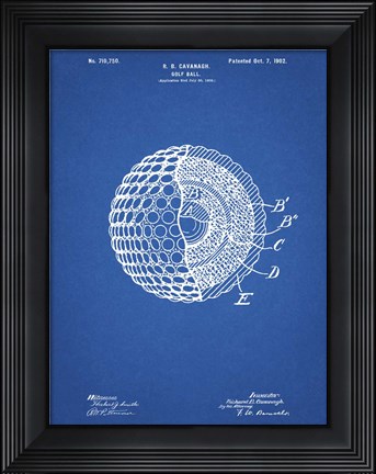 Framed Golf Ball Patent - Blueprint Print