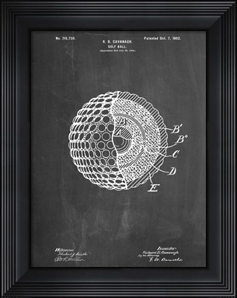 Framed Golf Ball Patent - Chalkboard Print