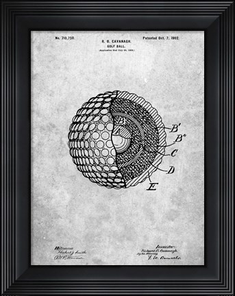 Framed Golf Ball Patent - Slate Print