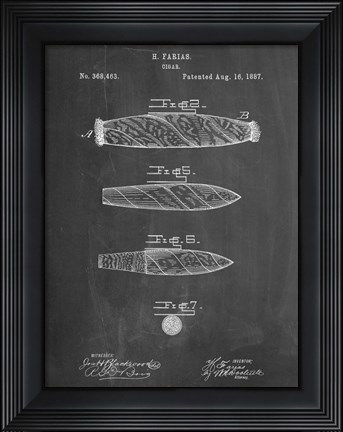 Framed Cigar Patent - Chalkboard Print