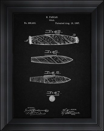 Framed Cigar Patent - Vintage Black Print