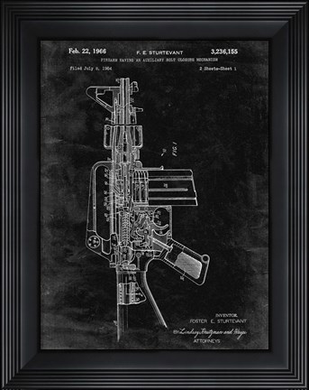 Framed Firearm With Auxiliary Bolt Closure Mechanism Patent - Black Grunge Print